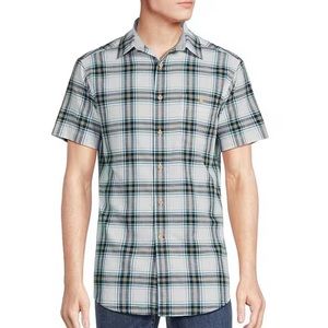🆕 Cremieux blue label slim fit plaid lyocell cotton short sleeve woven shirt